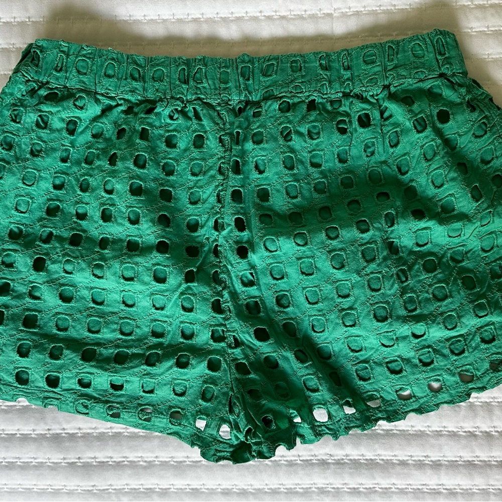 Surf Gypsy Green Eyelet High Waist Shorts